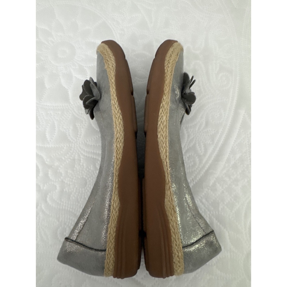 Clarks Eliana Jade Shimmer Flats Pewter Silver Slip On Comfort Shoes Size 8.5 - Picture 5 of 12